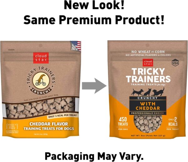 Cloud Star Tricky Trainers Crunchy Dog Training Treats 8 oz Pouch, Cheddar Flavor, Low Calorie Behavior Aid with 450 treats - Image 2