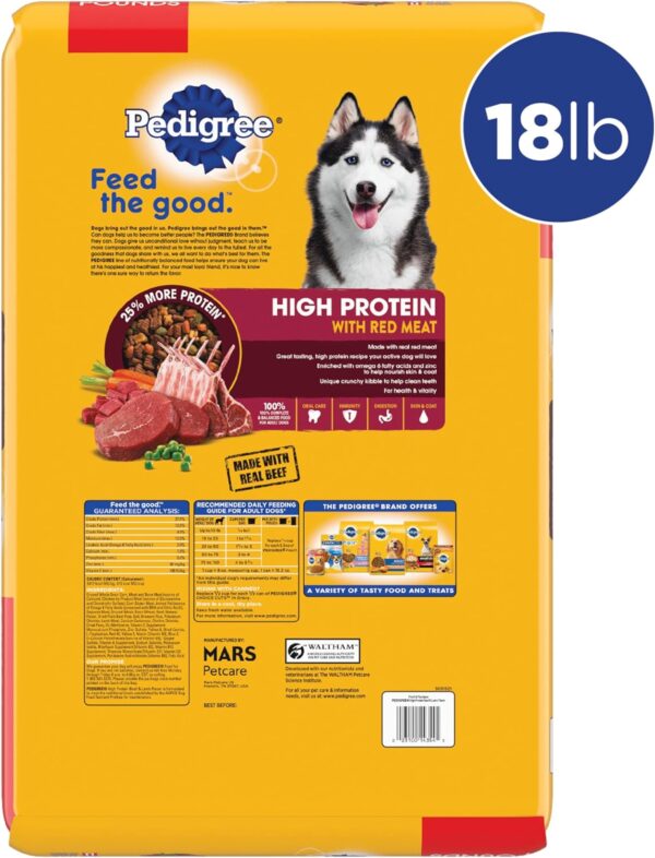 Pedigree High Protein Adult Dry Dog Food Beef and Lamb Flavor Dog Kibble, 18 lb. Bag - Image 2