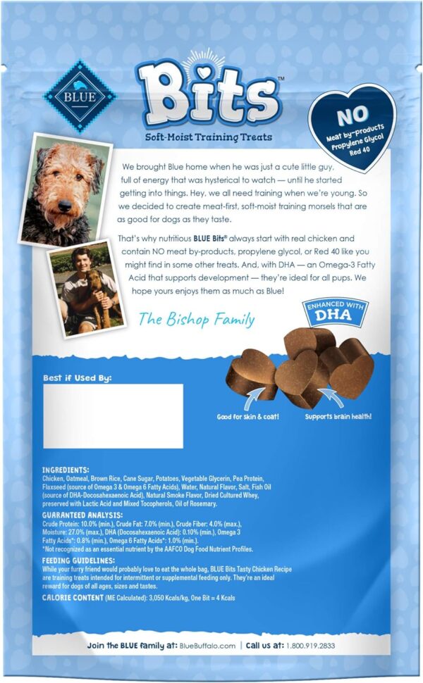 Blue Buffalo BLUE Bits Natural Soft-Moist Training Dog Treats, Chicken Recipe 4-oz Bag - Image 2