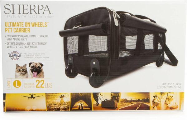 Sherpa on Wheels Indoor Pet Dog Carrier, Black Large for All Breed Sizes - Image 6