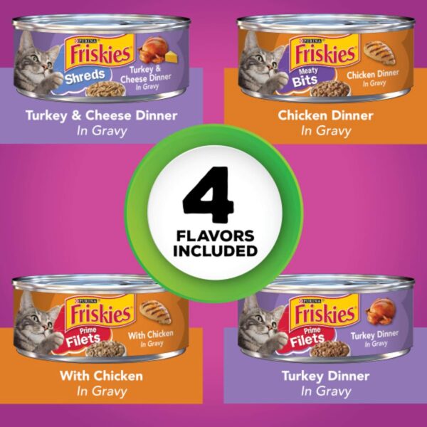 Purina Friskies Gravy Wet Cat Food Variety Pack, Poultry Shreds, Meaty Bits & Prime Filets - (Pack of 32) 5.5 oz. Cans - Image 2