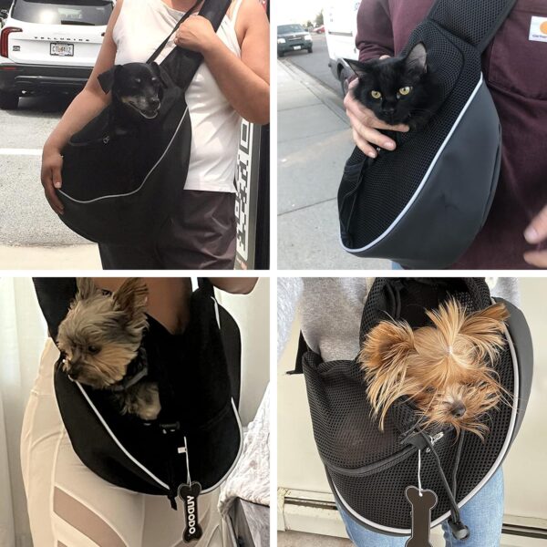 YUDODO Pet Dog Sling Carrier Breathable Mesh Travel Safe Sling Bag Carrier for Dogs Cats - Image 7