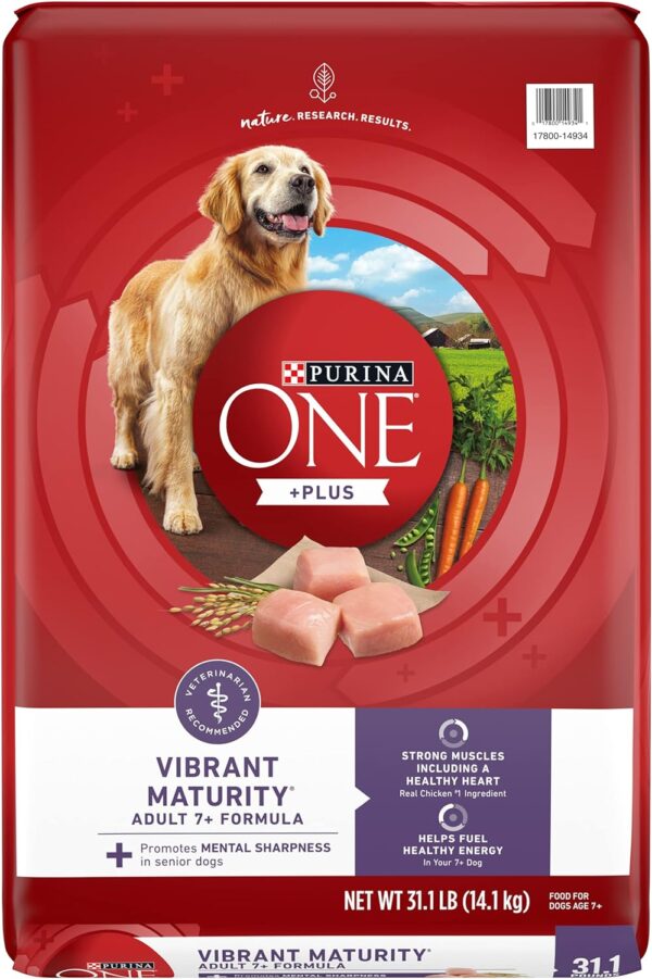 Purina ONE High Protein Dry Senior Dog Food Plus Vibrant Maturity Adult 7 Plus Formula - 31.1 lb. Bag