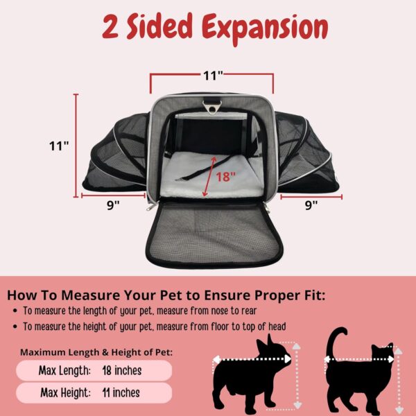 Airline Approved Expandable Premium Pet Carrier on Wheels- Two Sided Expandable Rolling Carrier- Designed for Dogs & Cats- Extra Spacious Soft Lined Carrier! (Grey) - Image 4