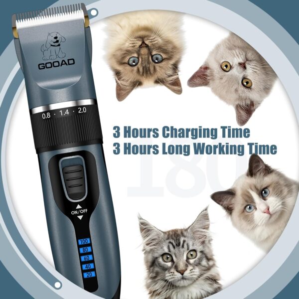 Cat Clippers for Matted Hair, Cat Grooming Kit, Cordless Cat Shaver for Long Hair, Low Noise Paw Trimmer, Cat Hair Trimmer for Grooming,Quiet Pet Hair Clippers Tools for Cats Dogs (Blue) - Image 4