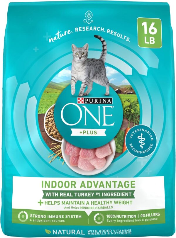 PURINA ONE Natural, Low Fat, Weight Control, Indoor Dry Cat Food, +Plus Indoor Advantage - 16 lb. Bag