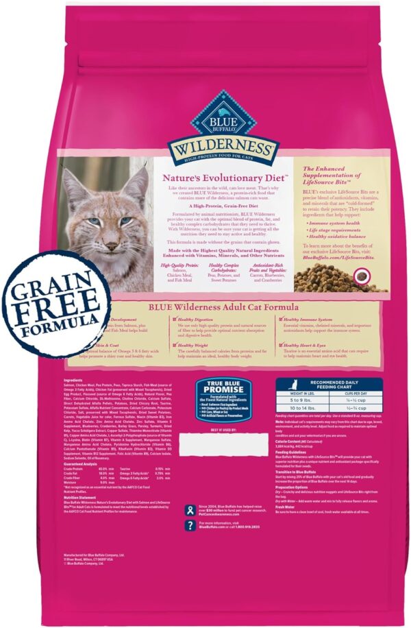 Blue Buffalo Wilderness High Protein, Natural Adult Dry Cat Food, Salmon 11-lb - Image 2