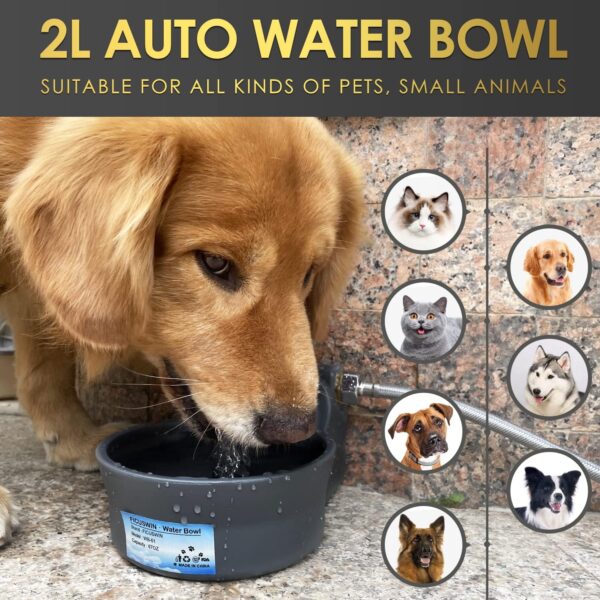 Automatic Dog Water Bowl Dispenser Patented 70OZ Water Dispenser for Dogs 2L Water Bowl Fit 3/4in GHT Male Connector Outdoor Auto Water Bowl Include Automatic Water Fill Valve Adapter 5ft Water Hose - Image 5