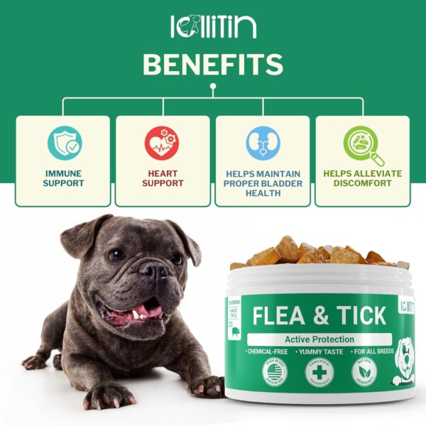 Flea and Tick Prevention for Dogs - Dog Chews for Flea and Tick Control - All Natural Supplement for Dogs - All Breeds and Ages - Made in USA - 120 Chews - Bacon Flavor - by Lollitin - Image 2