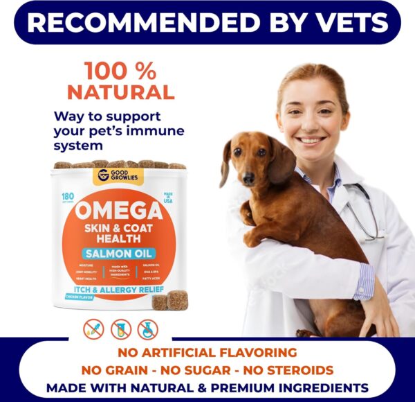 Omega 3 Fish Oil for Dogs (180 Ct) - Skin & Coat Chews - Dry & Itchy Skin Relief + Allergy Support - Shiny Coats - EPA&DHA Fatty Acids - Natural Salmon Oil Chews Promotes Heart, Hip & Joint Support - Image 4