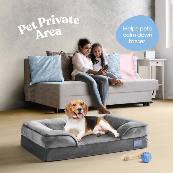 Orthopedic Sofa Dog Bed - Ultra Comfortable Dog Beds for Medium Dogs - Breathable & Waterproof Pet Bed- Egg Foam Sofa Bed with Extra Head and Neck Support - Removable Washable Cover & Nonslip Bottom. - Image 6