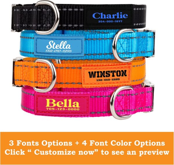 PAWBLEFY Personalized Dog Collars - Reflective Nylon Collar Customized with Name and Phone Number Adjustable Sizes for Small Dogs, Medium, Large 4 Colors Male Female boy Girl Puppies - Image 7