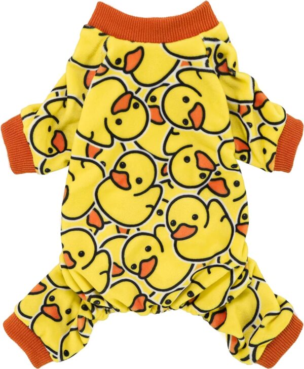 Fitwarm Funny Duck Dog Pajamas, Dog Winter Clothes for Small Dogs Girl, Lightweight Velvet Pet Jumpsuit, Cat Onesie, Yellow, Medium