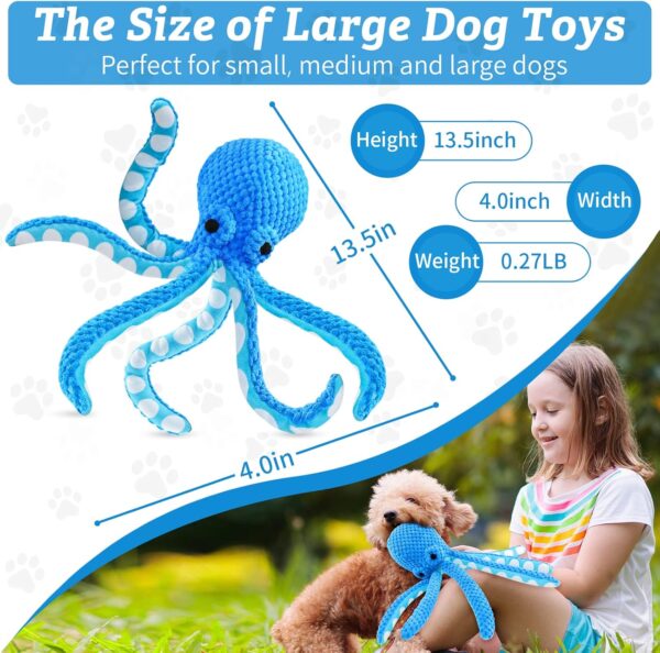 Large Squeaky Dog Toys：Plush Dog Toys with Soft Fabric for Small, Medium and large dogs-Octopus Stuffed Dog Toys to Keep Them Busy - Image 5