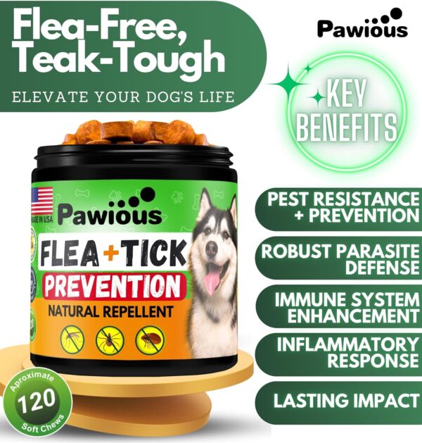 Flea and Tick Prevention for Dogs Chewables - Natural Dog Flea and Tick Control Supplement - Flea & Tick Chews for Dogs - All Life Stages - Made in USA - Image 2