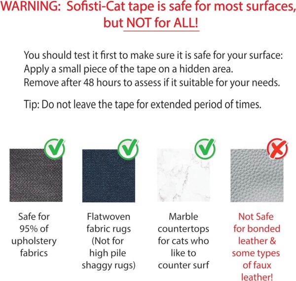 Training Tape, Cat Tape for Furniture, Cat Scratch Deterrent for Furniture, Keep Cats from Scratching Furniture with Our Double -Sided Tape Cat Repellent - Image 6