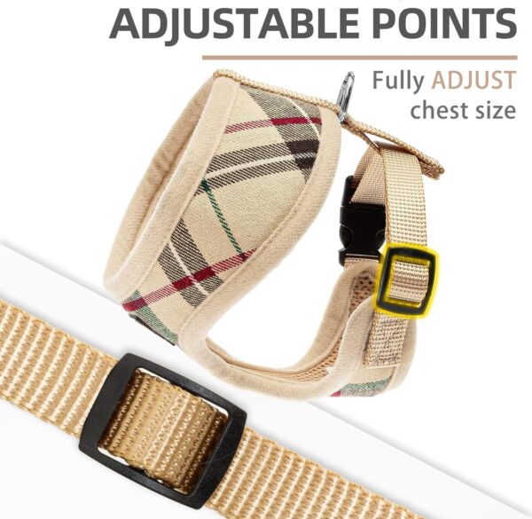 PUPTECK Soft Mesh Dog Harness and Leash Set Pet Puppy Cat Comfort Padded Vest No Pull Harnesses, Beige, S - Image 4