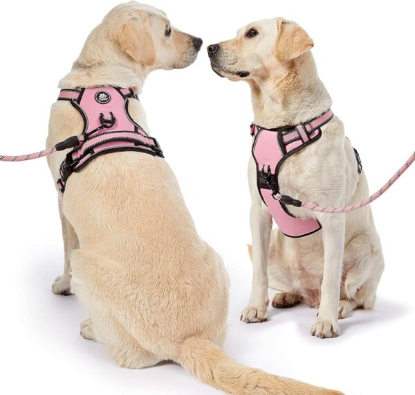 NESTROAD No Pull Dog Vest Harness with Leash, Reflective No-Choke Pet Harness with Easy Control Soft Handle for Small Medium Large Dogs (Medium, Pink) - Image 2