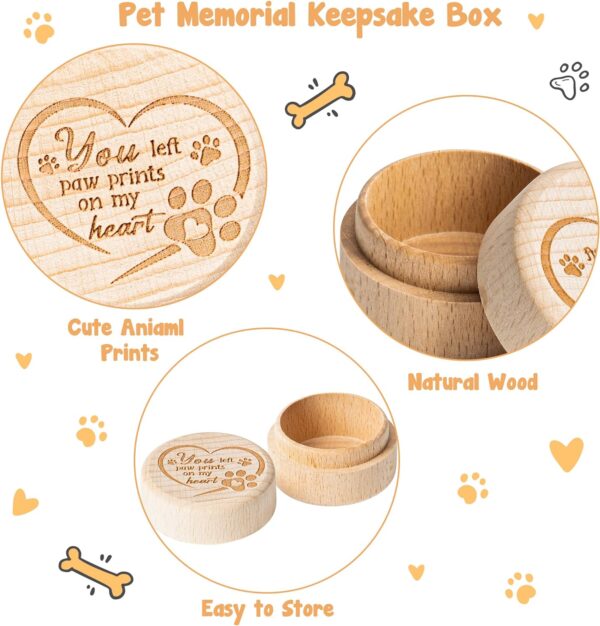 Pet Hair Keepsake Box, Wooden Pet Fur Memorial Box with Pet Paw Engraving Dog Cat Hair Ashes Container Memorial Urn Pet Loss Sympathy Gifts for Pet Lovers Friends - Image 3