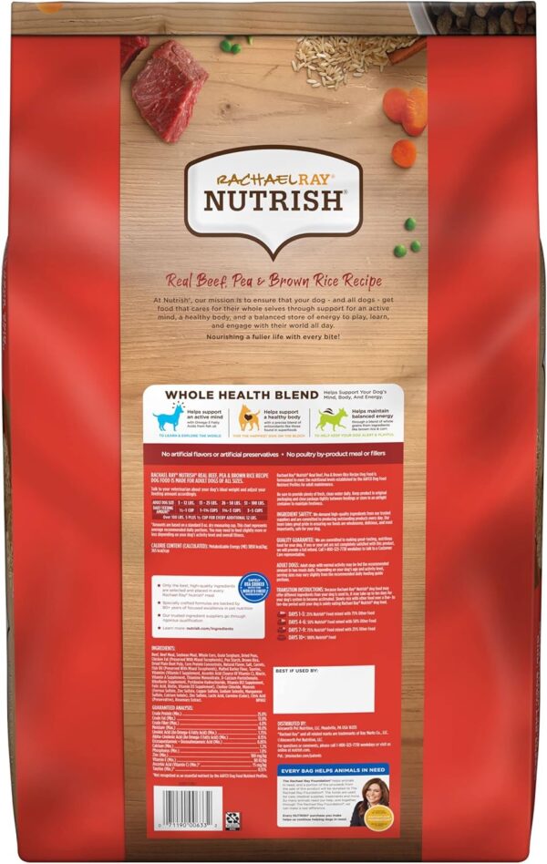 Rachael Ray Nutrish Premium Natural Dry Dog Food, Real Beef, Pea, & Brown Rice Recipe, 28 Pound Bag (Packaging May Vary) - Image 3