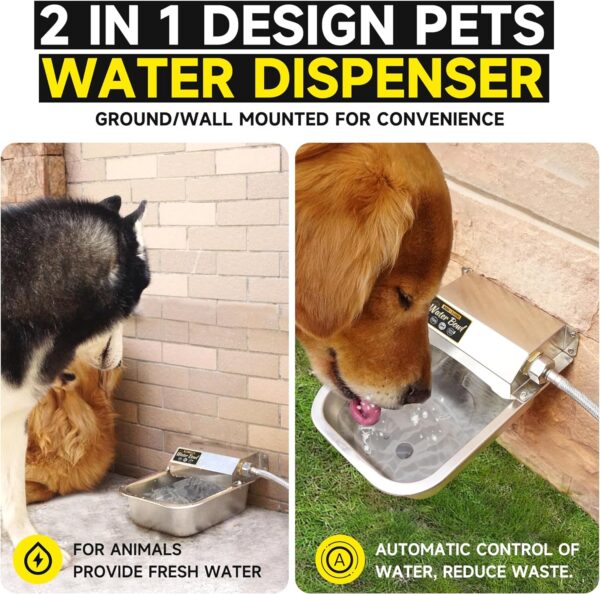 Automatic Water Dispenser for Dogs, 88oz Outdoor Dog Water Bowl, 304 Stainless Steel Water Feeder for Small to Large Pets, Large Livestock Waterer, Anti-Tipping, Water Auto-Fill, Easy to Clean - Image 3