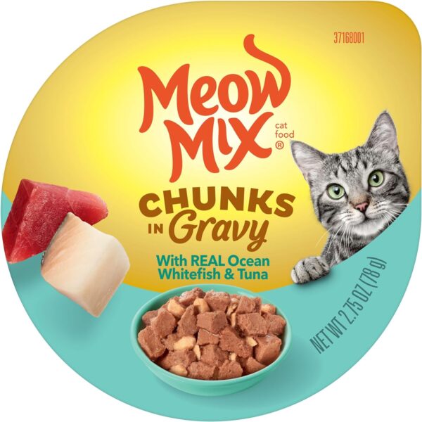 Meow Mix Seafood Favorites Chunks in Gravy Wet Cat Food Variety Pack, 2.75 Ounce (Pack of 12) - Image 3