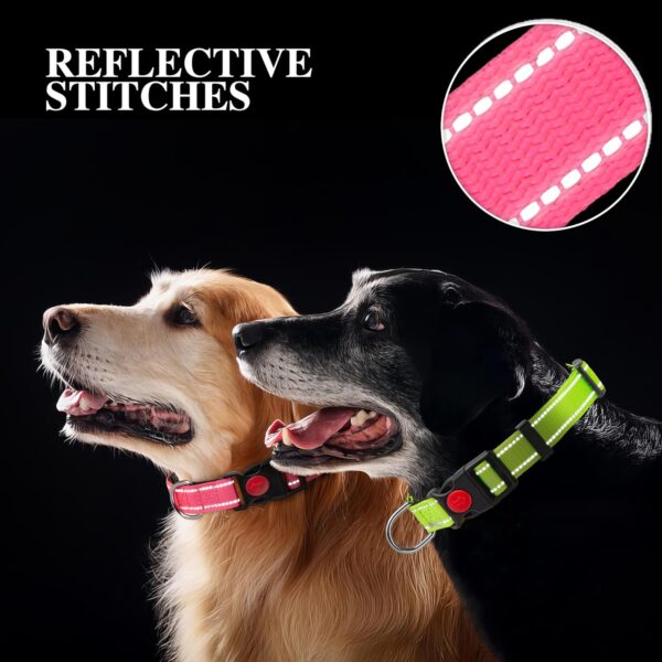 2 Pack Reflective Dog Collars for Medium Dogs Girl Boys,Nylon Durable Soft Padded Neoprene Male Female Dog Collars for Small Puppy Extra Large Dogs with Quick Release Safety Buckle,Pink,Blue,M - Image 6