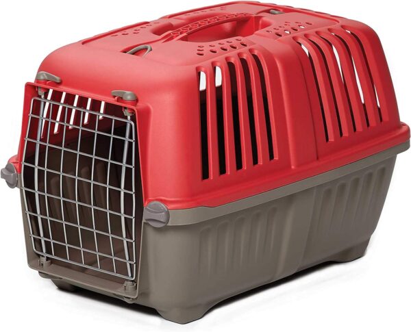 MidWest Homes for Pets Pet Carrier: Hard-Sided Dog Carrier, Cat Carrier, Small Animal Carrier in Red| Inside Dims 20.70L x 13.22W x 14.09H & Suitable for Tiny Dog Breeds