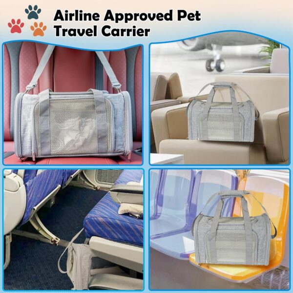 Dog Cat Carrier Pet Carriers for Small Medium Large Cats Dogs Carrier Soft Sided Small Puppy Dog Carrier Portable Foldable Airline Approved Dog Cat Travel Carrier Grey Medium - Image 5