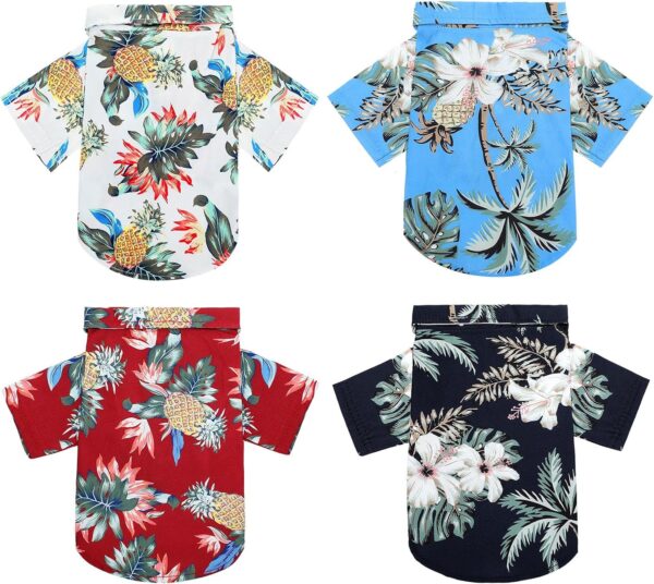 4 Pieces Summer Pet Shirts Hawaii Style Floral Dog T-Shirt Hawaiian Puppy T-Shirts Breathable Pet Cool Clothes Beach Seaside Dog Shirt Sweatshirt for Dogs Pet Puppy (Small)