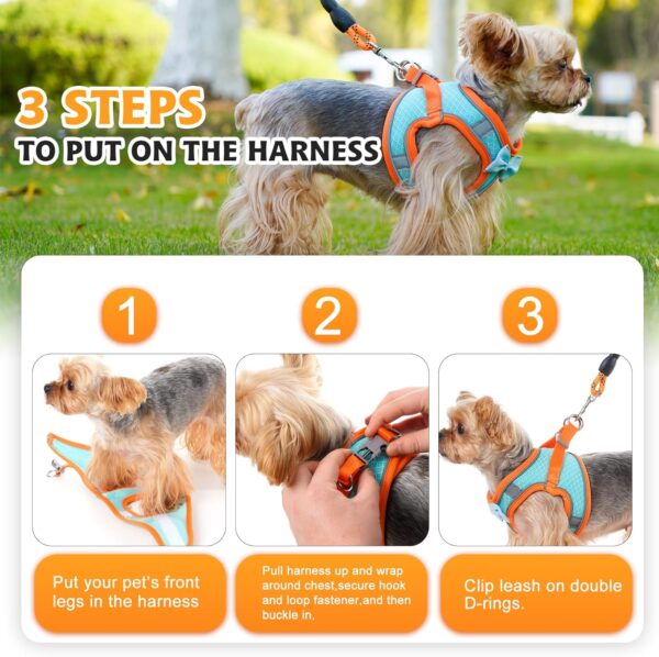 Dog Harness with Leash Set, Step-in Breathable Puppy Cat Dog Vest Harnesses, No Pull Adjustable Reflective Puppy Harness with Soft Padded Vest for Extra-Small/Small Medium Large Dogs and Cats - Image 5