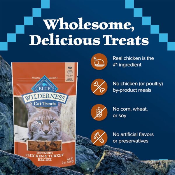 Blue Buffalo Wilderness Soft Cat Treats, Grain-Free and Protein-Rich, Great for Training, Chicken & Turkey Recipe, 2-oz. Bag - Image 7