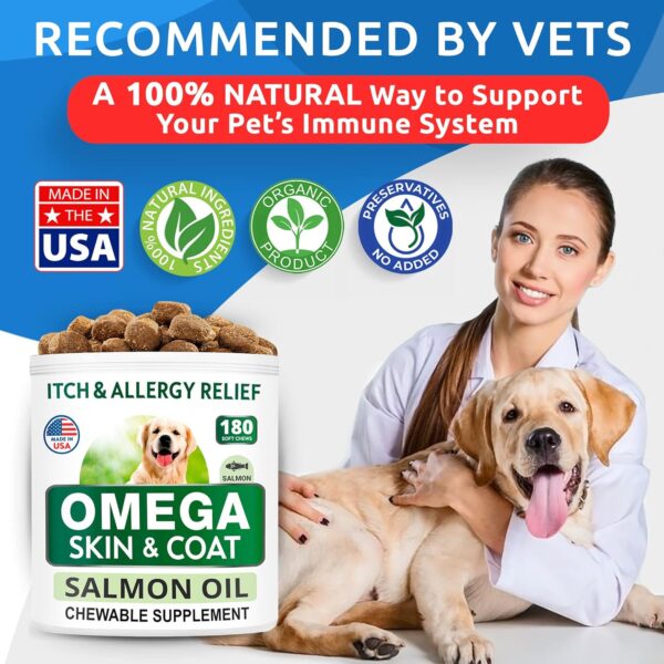 BARK&SPARK Omega 3 for Dogs - 180 Fish Oil Treats for Dog Shedding, Skin Allergy, Itch Relief, Hot Spots Treatment - Joint Health - Skin and Coat Supplement - EPA & DHA Fatty Acids - Salmon Oil - Image 8