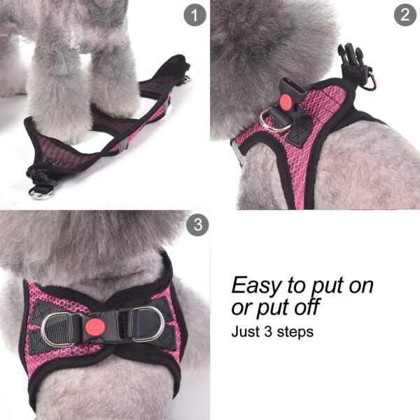 Dog Harness Step-in Breathable Puppy Cat Dog Vest Harnesses for Small Medium Dogs Black - Image 5