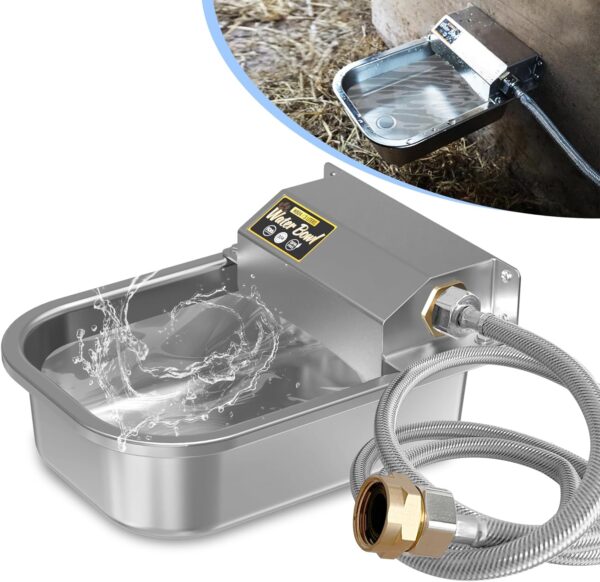 Automatic Water Dispenser for Dogs, 88oz Outdoor Dog Water Bowl, 304 Stainless Steel Water Feeder for Small to Large Pets, Large Livestock Waterer, Anti-Tipping, Water Auto-Fill, Easy to Clean