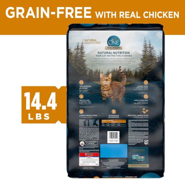 Purina ONE Natural, High Protein, Grain Free Dry Cat Food, True Instinct With Real Chicken - 14.4 lb. Bag - Image 6