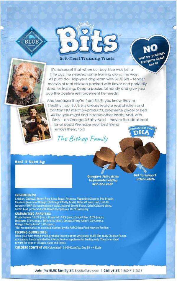 Blue Buffalo BLUE Bits Natural Soft-Moist Training Dog Treats, Chicken Recipe 11-oz Bag - Image 2