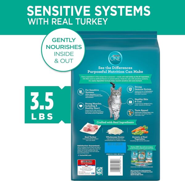 Purina ONE Sensitive Stomach, Sensitive Skin, Natural Dry Cat Food, +Plus Sensitive Skin and Stomach Formula - 3.5 lb. Bag - Image 7