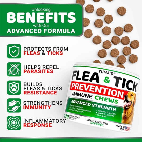 Flea and Tick Prevention for Dogs Chewables - 170 Treats - Natural Dog Flea and Tick Treatment Chewable - Flea and Tick Chews for Dogs - Soft Oral Flea Pills for Dogs - All Breeds & Ages - Made in USA - Image 2