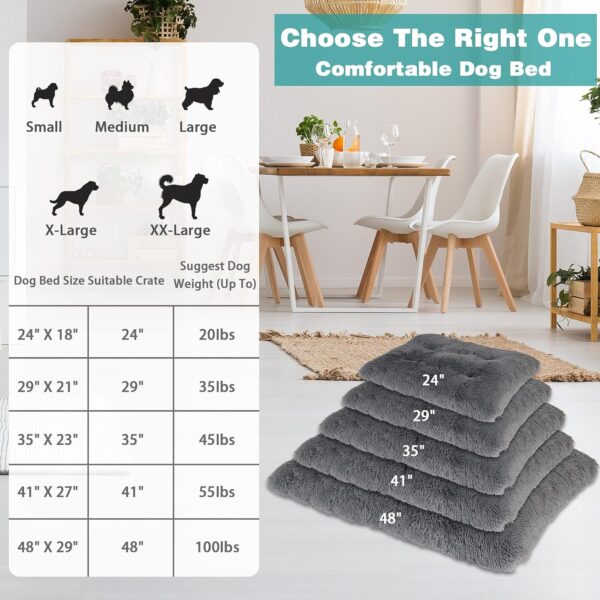 Dog Bed Mat Crate Pad, Dog beds for Large Dogs, Plush Soft Pet Beds, Dog beds & Furniture，Washable Anti-Slip Dog Crate Bed for Large Medium Small Dogs and Cats (29" x 21", Dark Grey) - Image 6