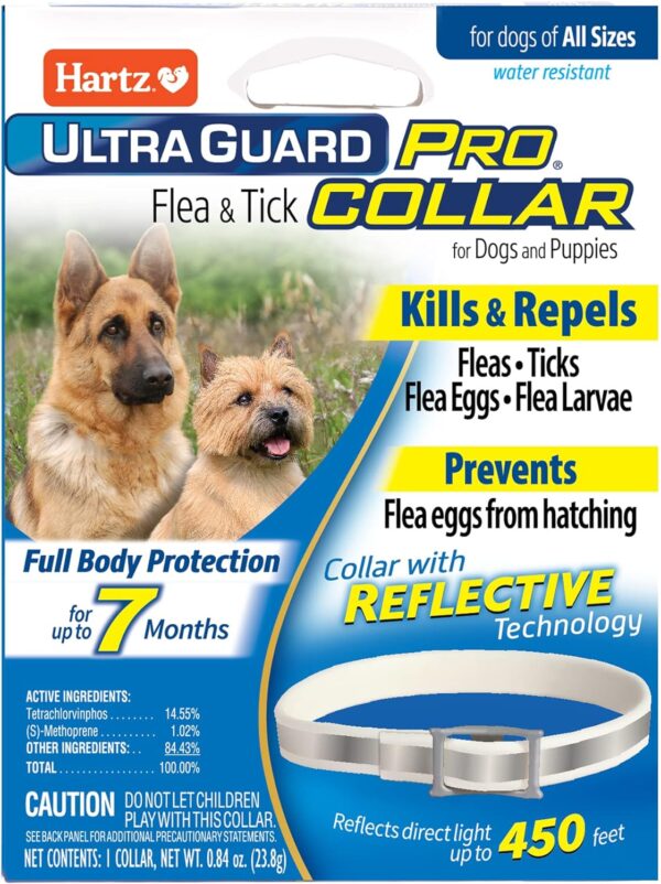 Hartz UltraGuard Pro Reflective Flea & Tick Collar for Dogs and Puppies, 7 Month Flea and Tick Prevention Per Collar, 1 Count