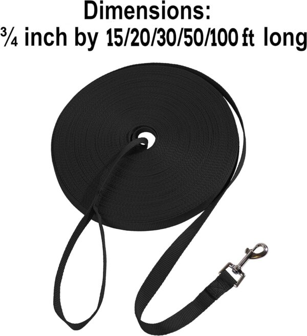 Hi Kiss Dog/Puppy Obedience Recall Training Agility Lead - 15ft 20ft 30ft 50ft 100ft Training Leash - Great for Play, Camping, or Backyard - Black 30ft - Image 4