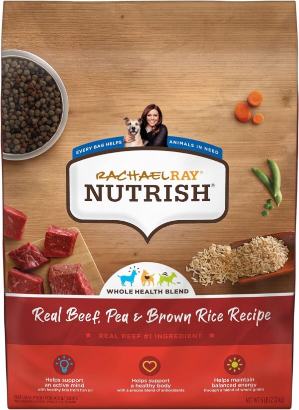 Rachael Ray Nutrish Premium Natural Dry Dog Food with Added Vitamins, Minerals & Taurine, Real Beef, Pea, & Brown Rice Recipe, 6 Pounds (Packaging May Vary)