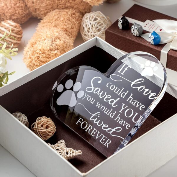 Pet Memorial Gift Pet Keepsake Gift Sympathy Gift for Loss Remembrance Gifts Cat Memorial Gifts Bereavement Crystal Acrylic Heart Decor Crystal Acrylic Heart Condolence Gifts for Loss of Loved One - Image 4