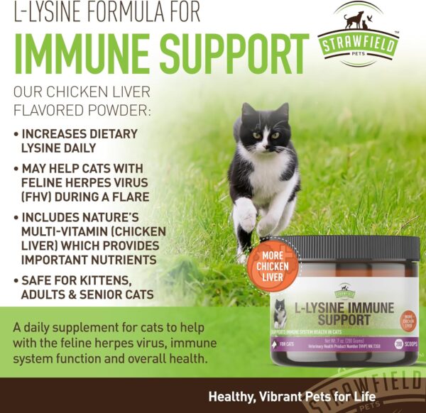 Strawfield Pets L-Lysine for Cats Supplement Powder Granules for Cat Cold, Sneezing, Congestion, Running Nose, Respiratory, Allergy Relief | Cats & Kittens of All Ages | Cat Health Supplies - Image 7