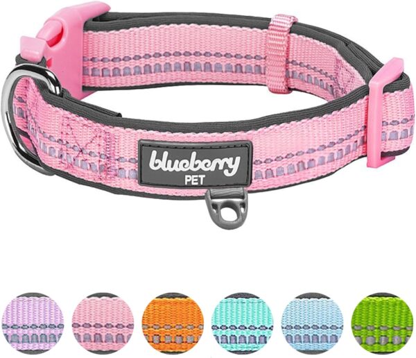 Blueberry Pet Soft & Safe 3M Reflective Neoprene Padded Adjustable Dog Collar - Baby Pink Pastel Color, Small, Neck 12"-16" - Image 7