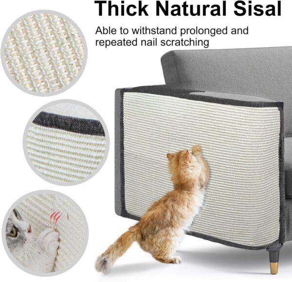 Cat Scratch Sofa Protector,Cat Scratching Couch Protector with 19.7''L*23.6''W Natural Sisal for Protecting Couch Sofa Chair (Right Hand) - Image 5