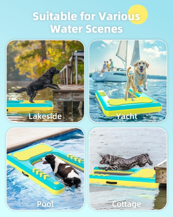 Inflatable Dog Pool Ramp, 59"x 39" Extra Large Dog Boat Ramp for Dogs Up to 240 lbs for Lakes Docks, Non-Slip Puncture-Resistant Dog Dock Platform Swimming Float Water Ramp Ladder Steps Pup Plank - Image 5