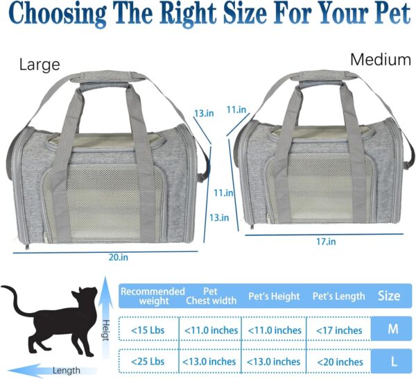 Dog Cat Carrier Pet Carriers for Small Medium Large Cats Dogs Carrier Soft Sided Small Puppy Dog Carrier Portable Foldable Airline Approved Dog Cat Travel Carrier Grey Medium - Image 6