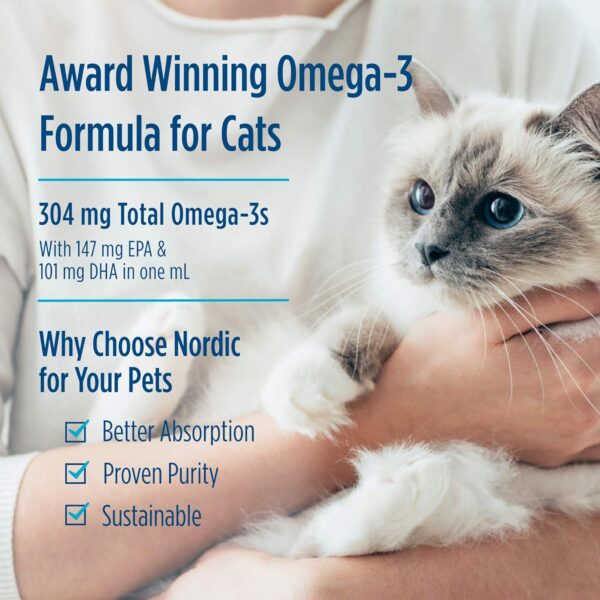 Nordic Naturals Omega-3 Cat, Unflavored - 2 oz - 304 mg Omega-3 Per One mL - Fish Oil for Cats with EPA & DHA - Promotes Heart, Skin, Coat, Joint, & Immune Health - Non-GMO - Image 4